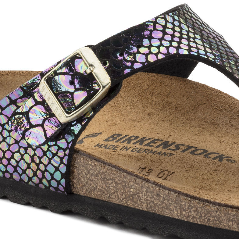 Birkenstock Gizeh Black Shiny Snake Multicolor Sandals - Stylish Comfort for Every Step