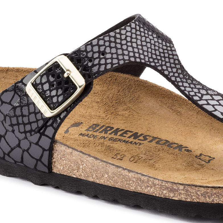 Birkenstock Gizeh Black Snakeskin Pattern Sandals - Stylish and Comfortable Footwear