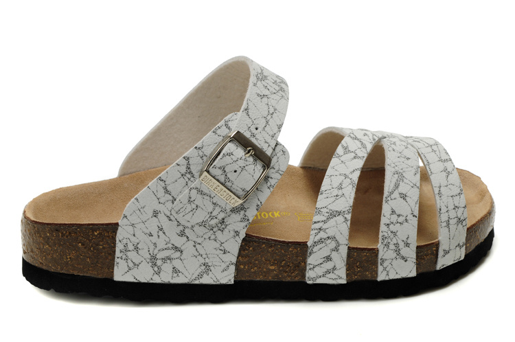 Birkenstock Munich Black & White Leather Striped Sandals - Stylish and Comfortable Footwear
