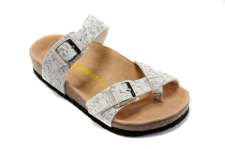 Birkenstock Mayari Black White Leather Striped Sandals - Stylish and Comfortable Footwear