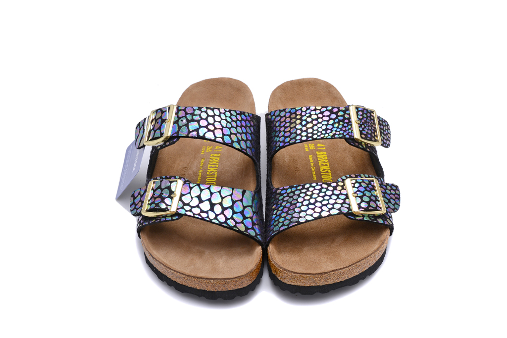 Birkenstock Arizona Shiny Snake Black Sandals - Multicolor Pattern